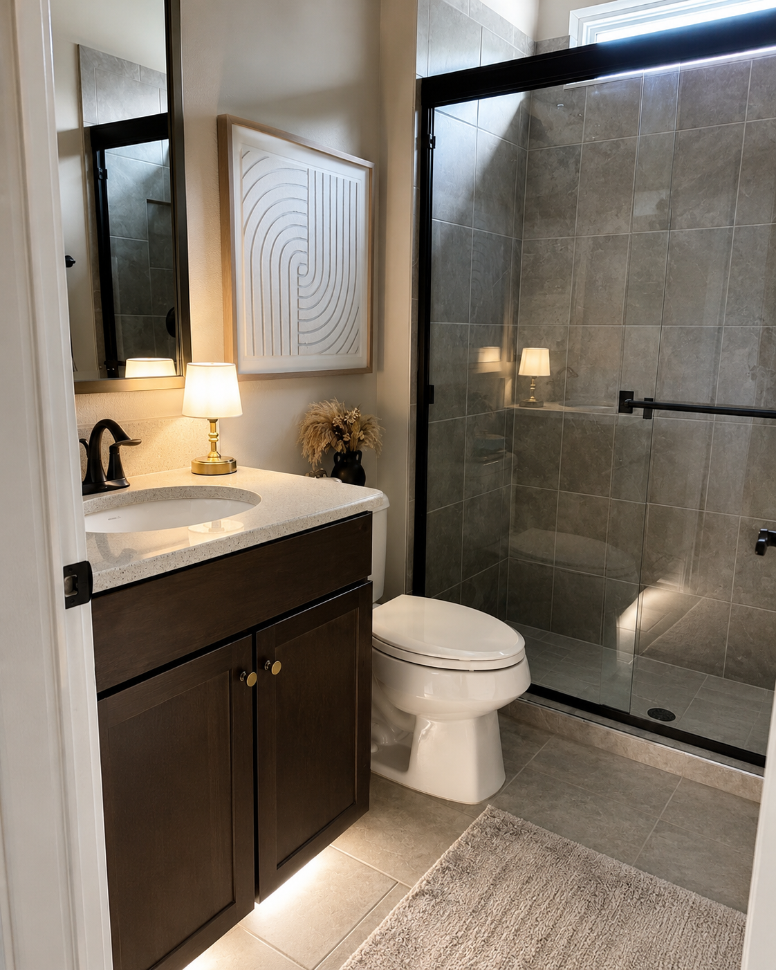 Full bath remodel companion to freestanding tub suite