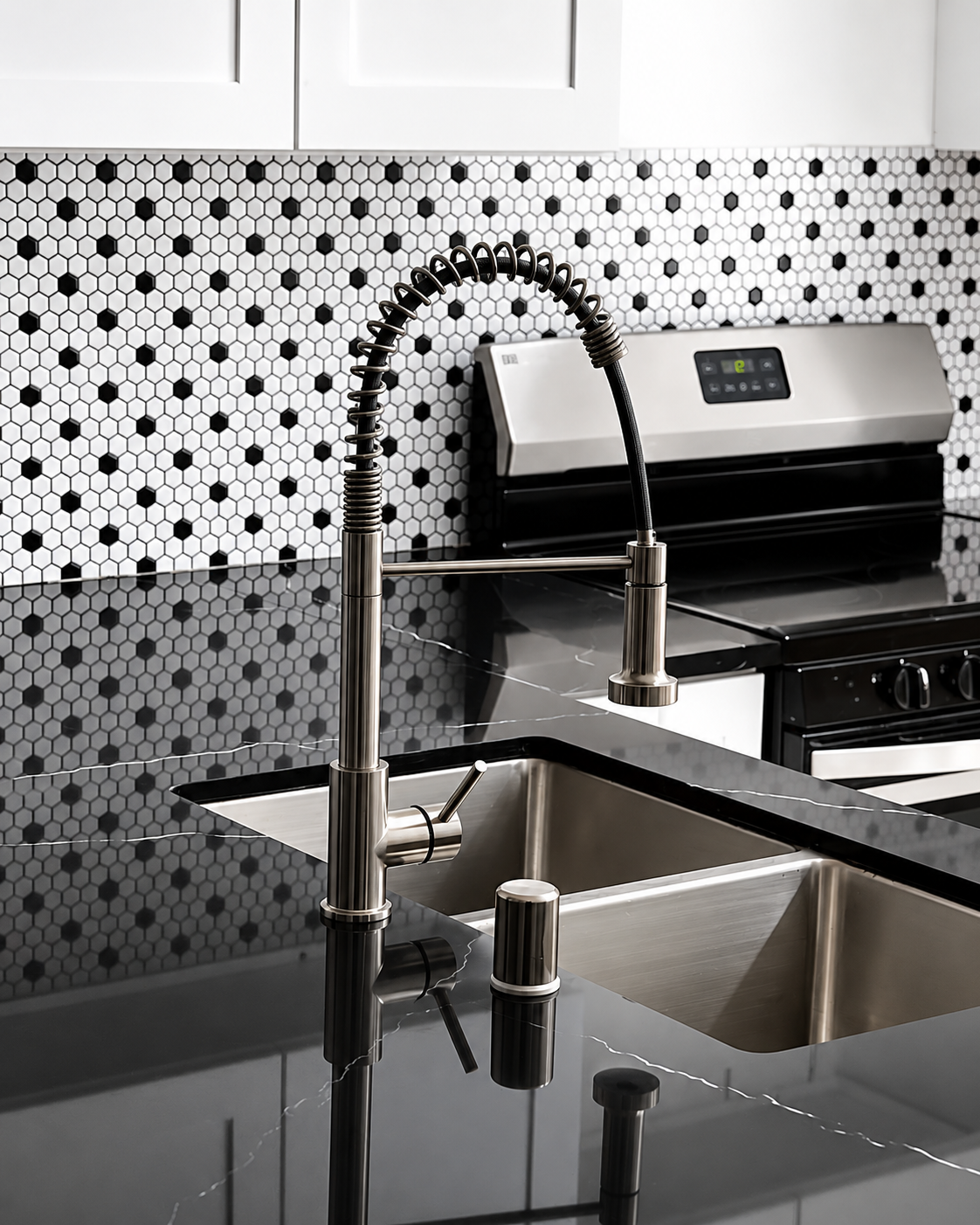 Kitchen faucet and countertop detail