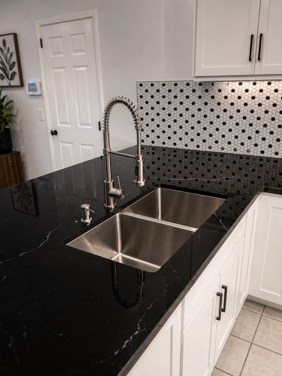 Sleek kitchen island remodel with polished finishes