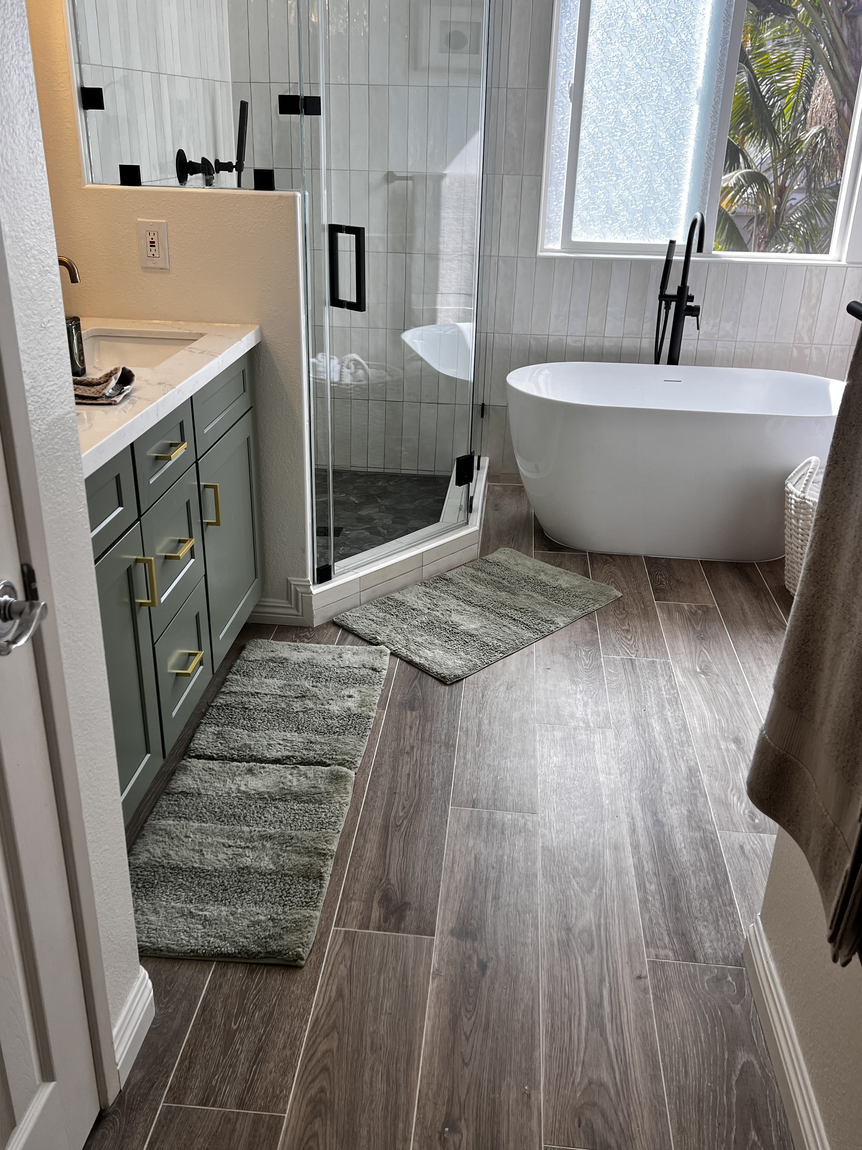 Completed freestanding tub bathroom renovation