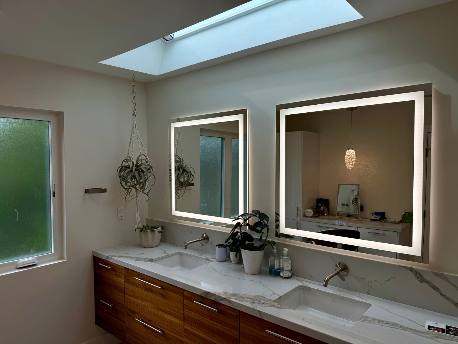 Bathroom remodel vanity and shower composition