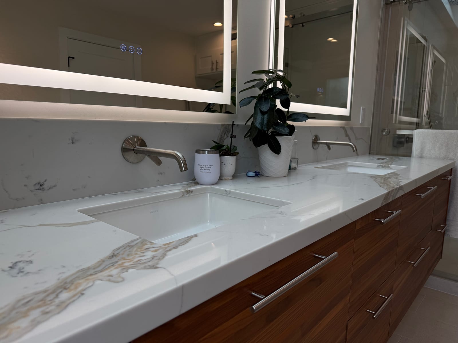 Completed bathroom renovation with modern fixtures